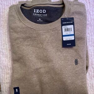 Izod Crew Neck Sweater in Tan